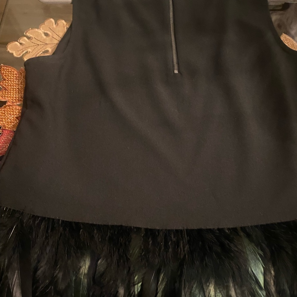 (NWT)🛍️NICOLE BY NICOLE MILLER 10 YR ANNIV SLEEVELESS BLOUSE-FEATHER TOP SZ LRG - Picture 8 of 14